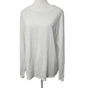 Eileen Fisher White Crewneck Long Sleeve Lightweight Shirt | Sz S